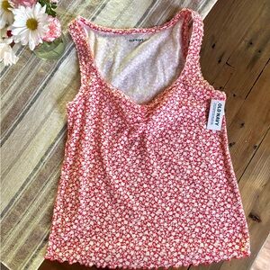 Old Navy Red Ruched Sleeveless Tank Top
